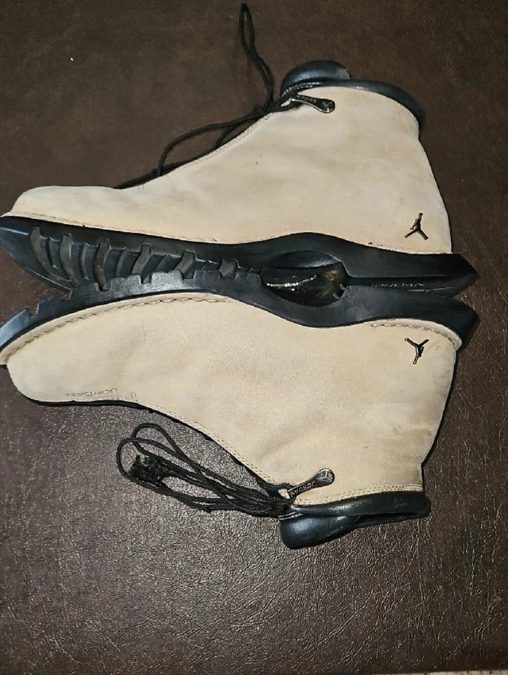 Nike Jordan Jumpman Two 3 Profiler Men’s tan Suade and black Leather Boots